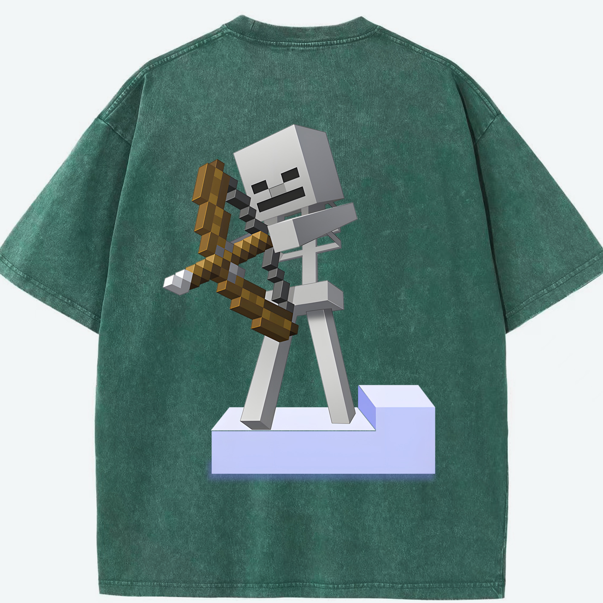 （画像用） マインクラフト ブロックの世界 Minecraft MC Block world 綿100% ヴィンテージ風 半袖Tシャツ（背面プリント）
